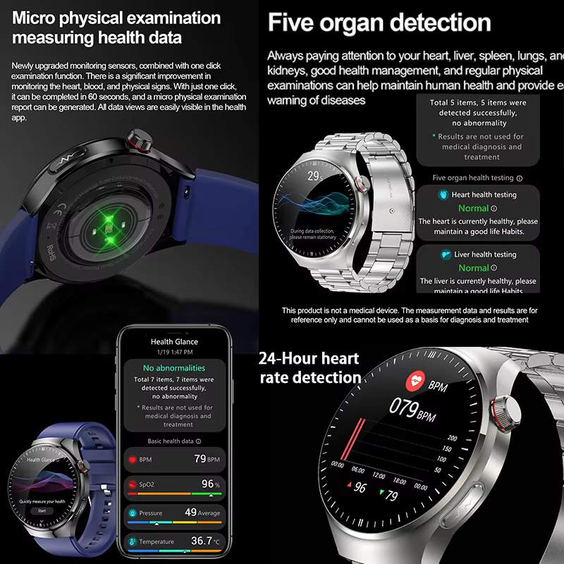 Nursing Grade Smart Watch Blood Oxygen Blood Lipid Uric Acid ECG+PPG Body Temperature