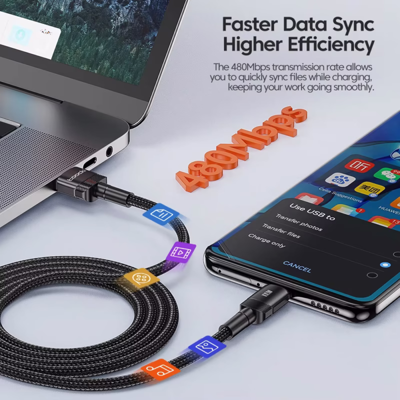 Toocki 100W 6A USB C données de charge rapide câble USB Type C pour Huawei Honor Oneplus Realme Xiaomi Samsung