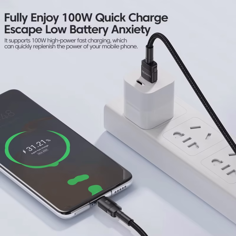 Toocki 100W 6A USB C données de charge rapide câble USB Type C pour Huawei Honor Oneplus Realme Xiaomi Samsung